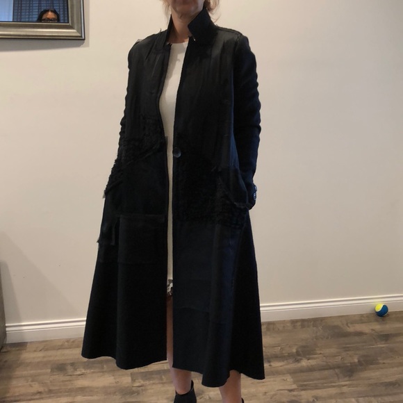 Jackets & Blazers - Black fancy coat with genuine cow hide pockets.